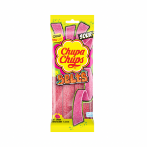 CHUPA CHUPS BANDES ACIDULÉES GOÛT FRAISE 90 GR